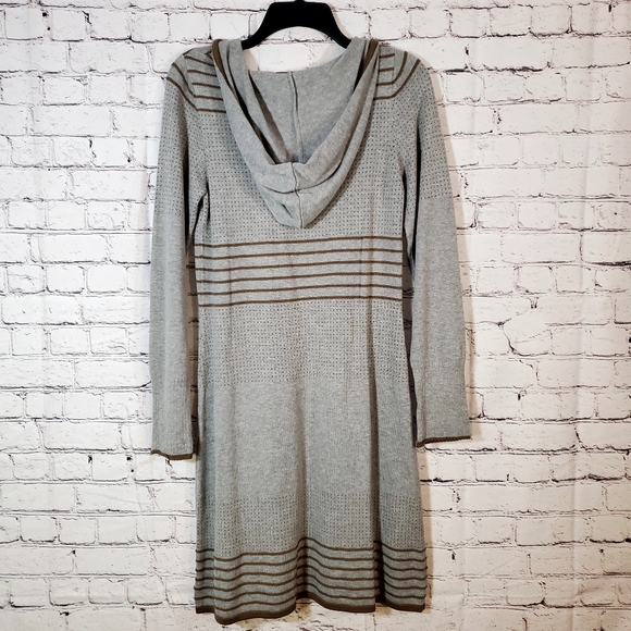 PrAna Mariette Gray Brown Organic Cotton Knit Hooded Sweater Dress Size S - Picture 7 of 13